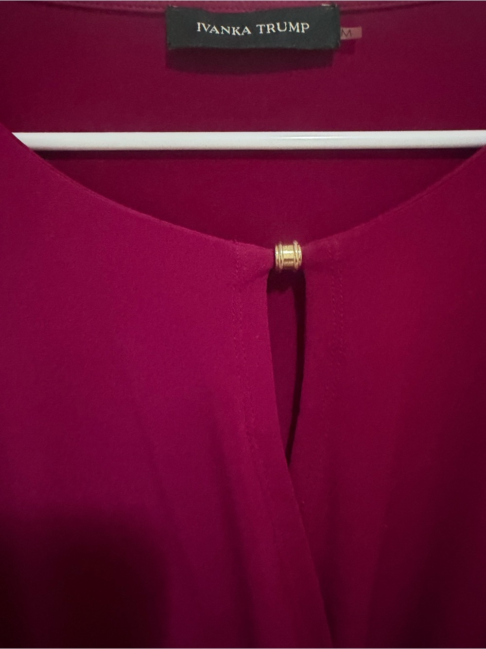 Ivanka Trump Deep Magenta Keyhole Top with Gold Accent